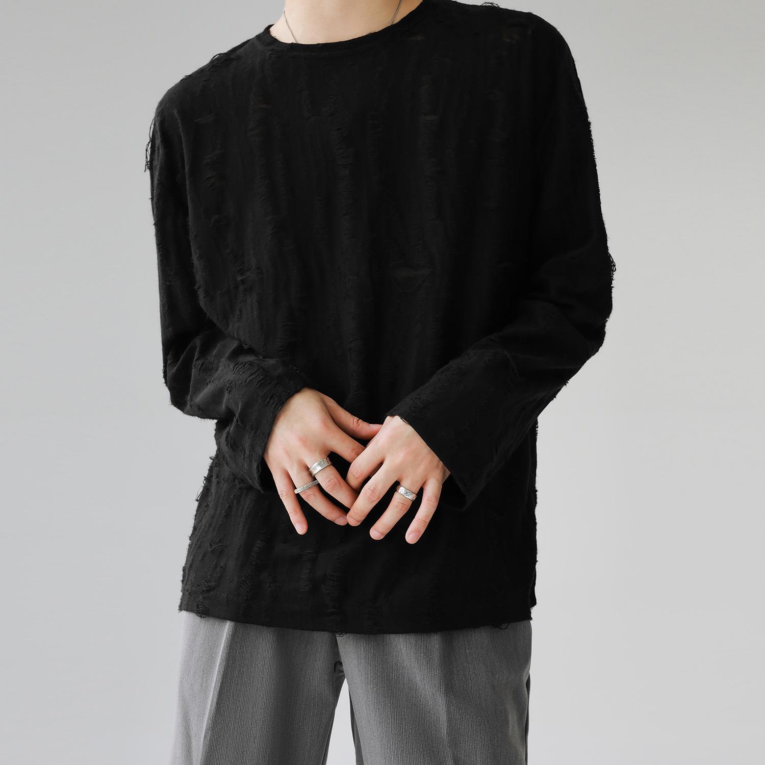 

Футболка унисекс в ретро-корейском стиле с круглым вырезом и длинным рукавом L чёрный