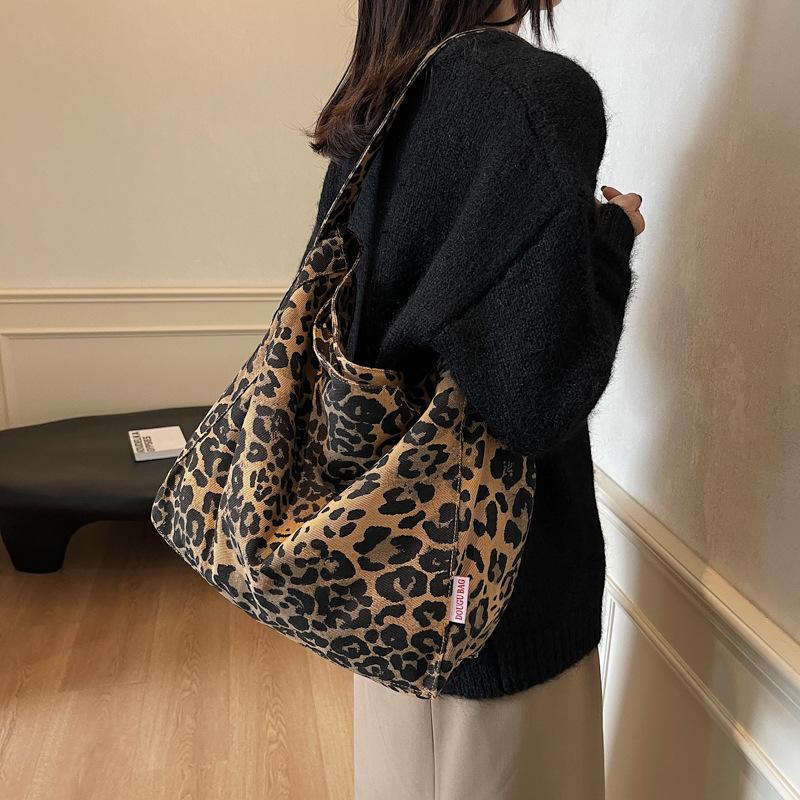 Large Capacity Leopard Print Bag Shopping Bag Women's Shoulder Bag Tote Bag