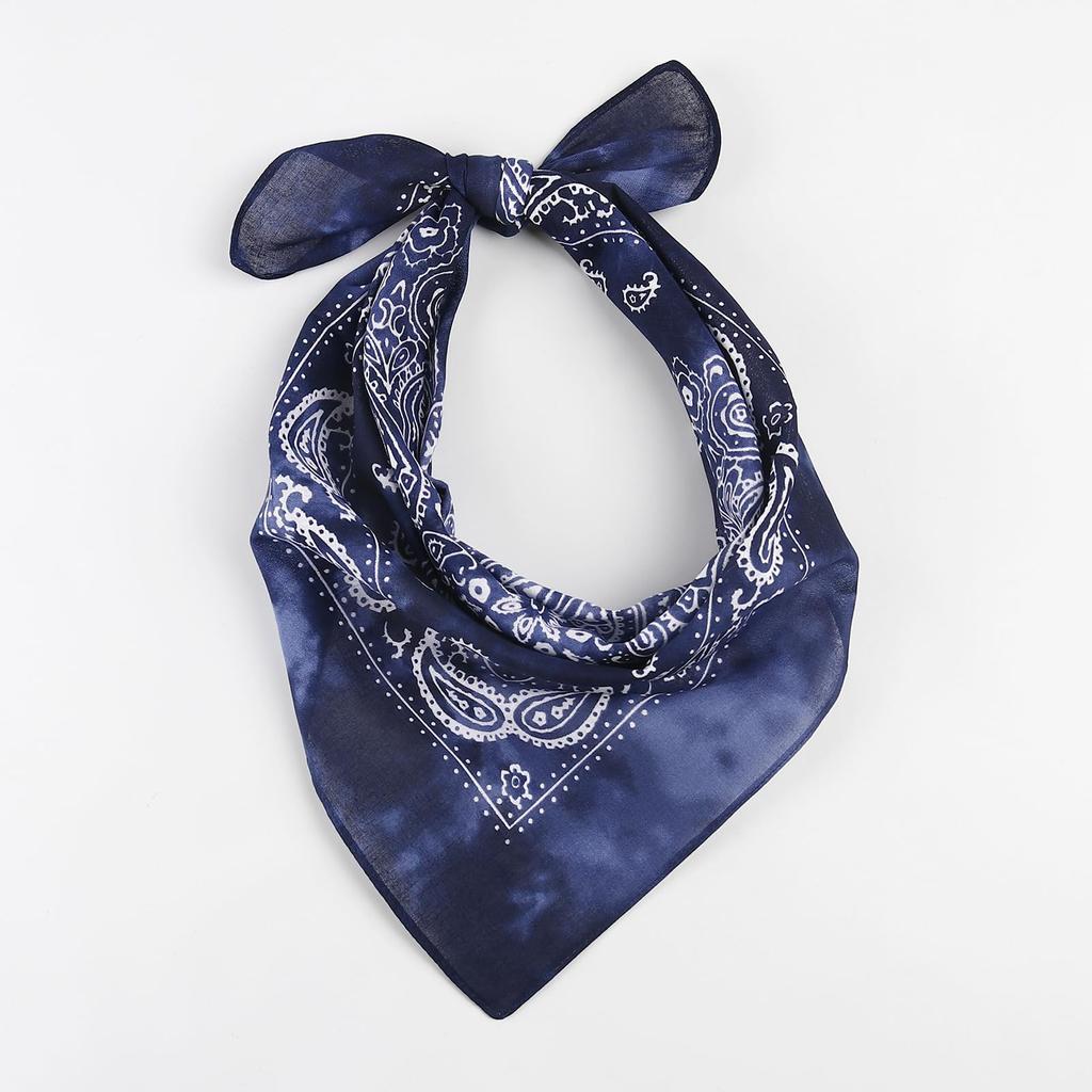 Trifong Bandana Paisley Tie-dye Black Navy Brown 3pcs 100% Cotton Handkerchief Bandana Adults Stylish Cotton Bandana Men's Unisex 55cm X 55cm