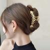 Hair Claw Clip Elegant Fish Bone Shape Metal Clamp Non-slip Strong Claw Hair Fixer Styling Tool Shark Clip Women Half Bun Hairpin Hair Accessories