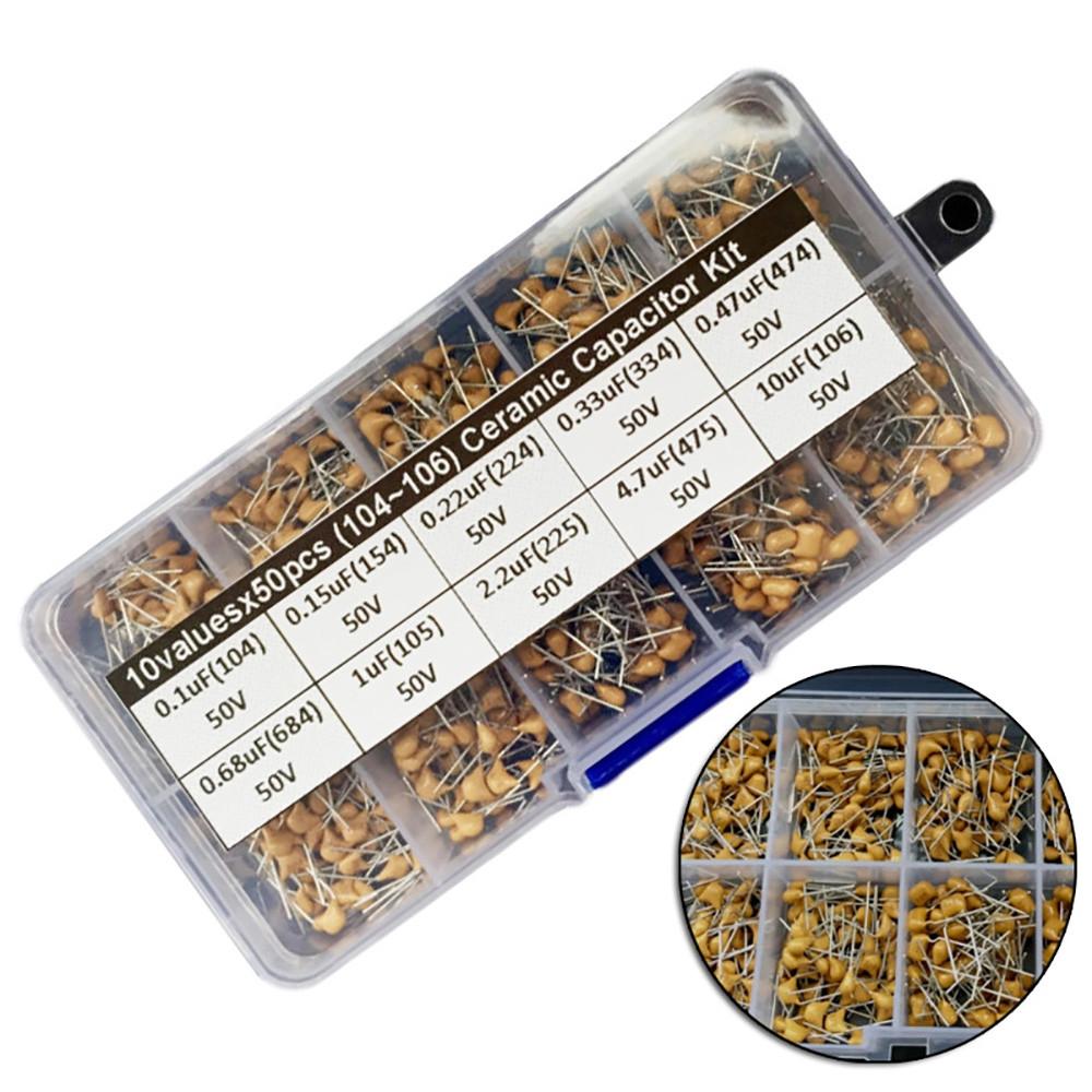 Supplies Capacitor Ceramic Kit Set 0.1uF~10uF 10 Values 104-106 50 Volts