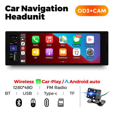 Wireless CarPlay Auto Multimedia Player 1DIN 6.86-inch HD Touch Screen Universal Car Radio FM Stereo MP5 BT USB TF Port Camera