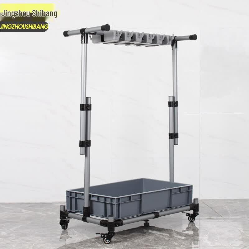 Stainless Steel Movable Cleaning Tool & Mop Storage Cart