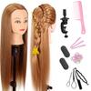 Stylish Mannequin Head Set with Clamp Stand and Braiding Kit- Unisex Professional Hair Stylist Training Tool, Glossy Finish