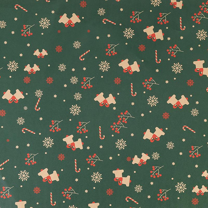 

Різдвяна подарункова упаковка: Щільний крафт-папір з малюнком дерев та лосів type F, size 50*74 білий