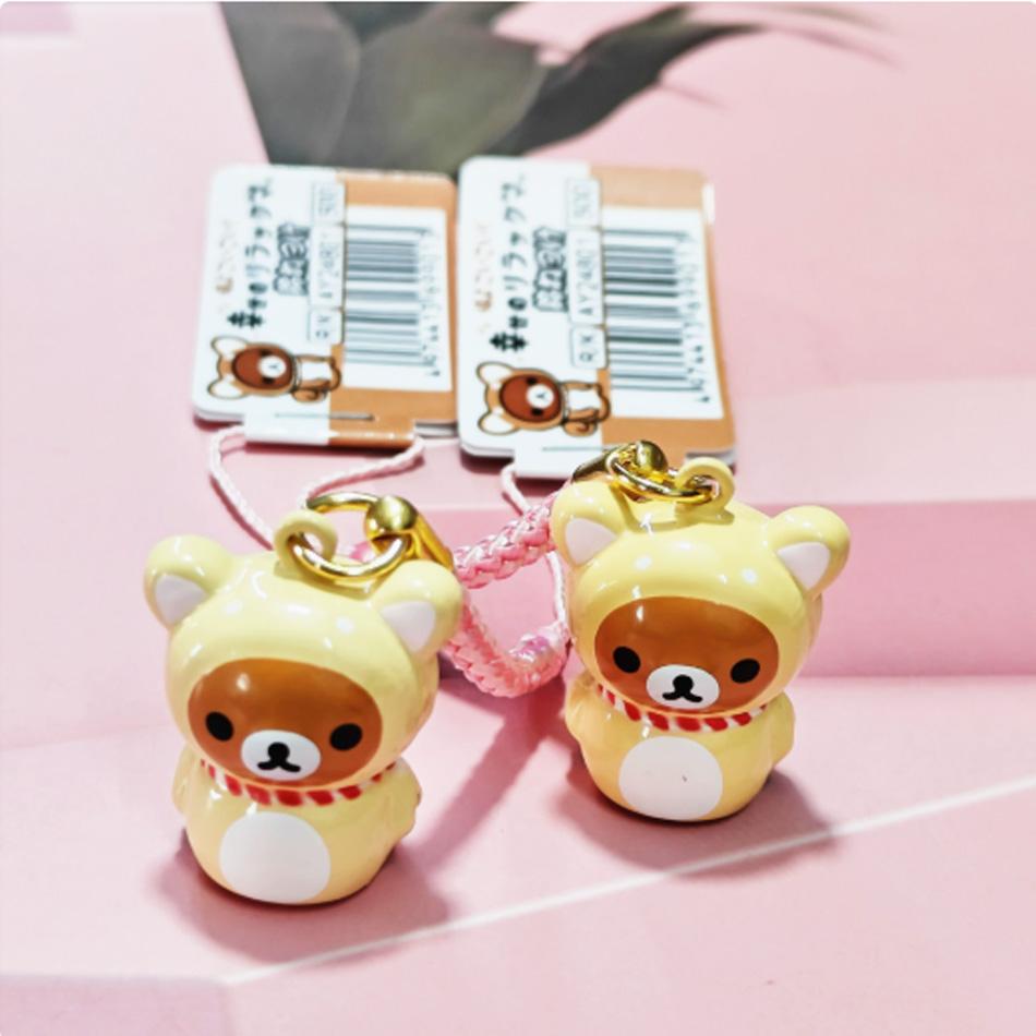 New Mount Fuji Rilakkuma Kiiroitori Cartoon Easy Bear Bell Keychain Backpack Cute Pendant Phone Charm Keychain Bag Accessories
