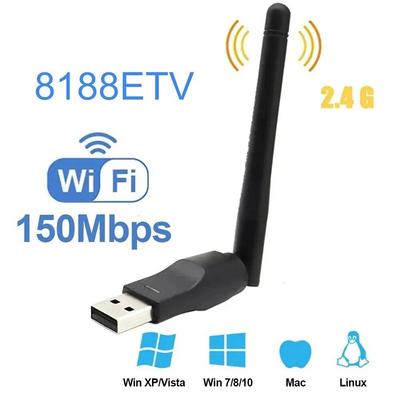 Adattatore WiFi USB 150Mbps Mini scheda di rete wireless con antenna girevole Chip 8188ETV Dongle ricevitore Wi-Fi 802.11 B /g/n per PC portatile