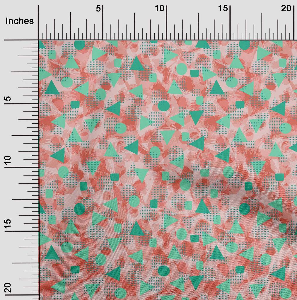 oneOone Cotton Flex Pale Orange Fabric Triangle & Texture Sewing Material Print Fabric By The Yard 40 Inch