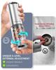 Elektrische Pfeffermühle CIRCLE JOY, Edelstahl, Mahlgradeinstellung von außen, 95-ml-Behälter, Aufbewahrungsstation, weiße LED-Beleuchtung, 2er-Set, Silber