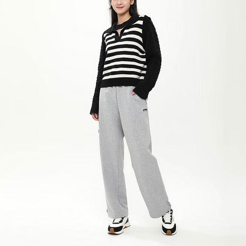 Anta Lifestyle Series Letter Print Straight Leg Casual Knitted Sports Pants Unisex Pants Gray Flower-Gray 172348301S-2