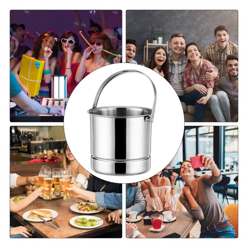 Ice Bucket for Bar Stainless Steel Ice Bucket with Strainer Wine Beer Cooler Bucket Bar Wine Tooling Home Bar Accessories
