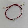 18K Gold Akoya Pearl Adjustable Red String Bracelet - Handmade Woven Style