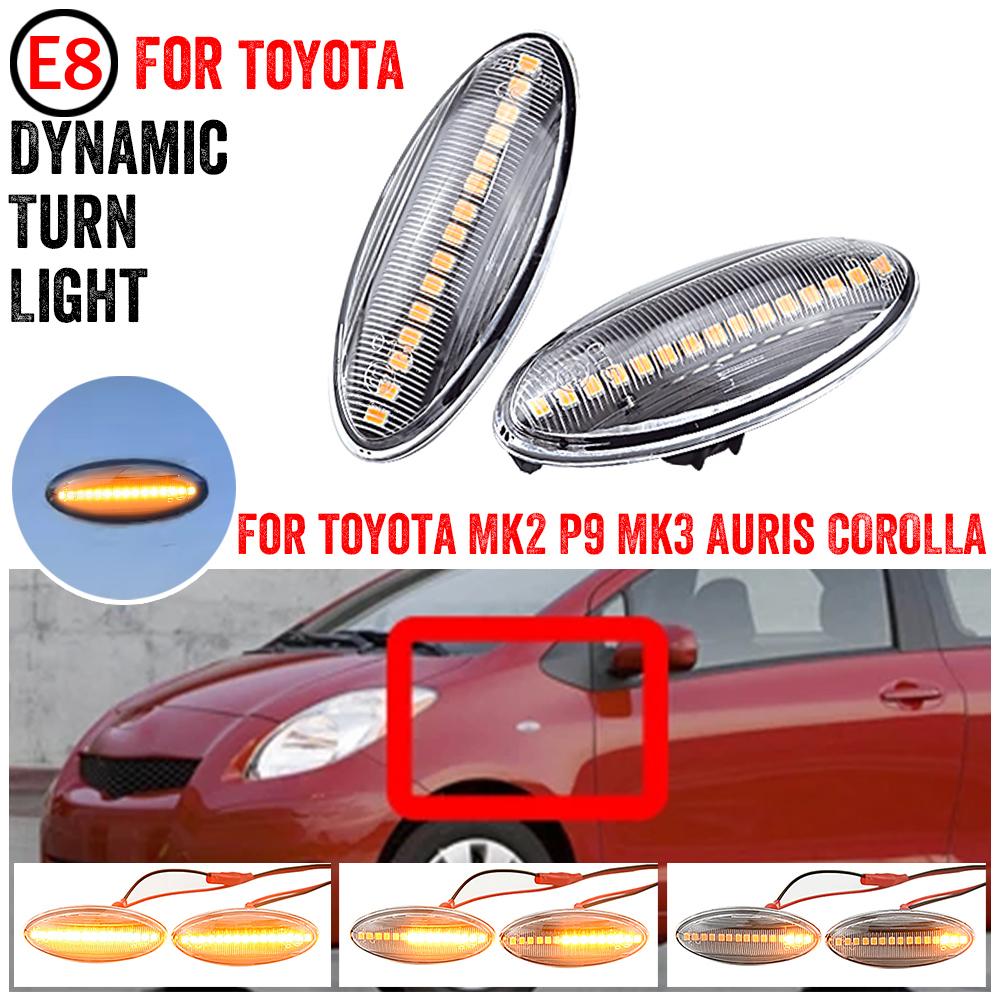 

1 пара динамічних світлодіодних бічних покажчиків повороту для автомобіля Toyota Yaris COROLLA Auris Mk1 E15 RAV4 Mk3 Etios Dynamic Crystal