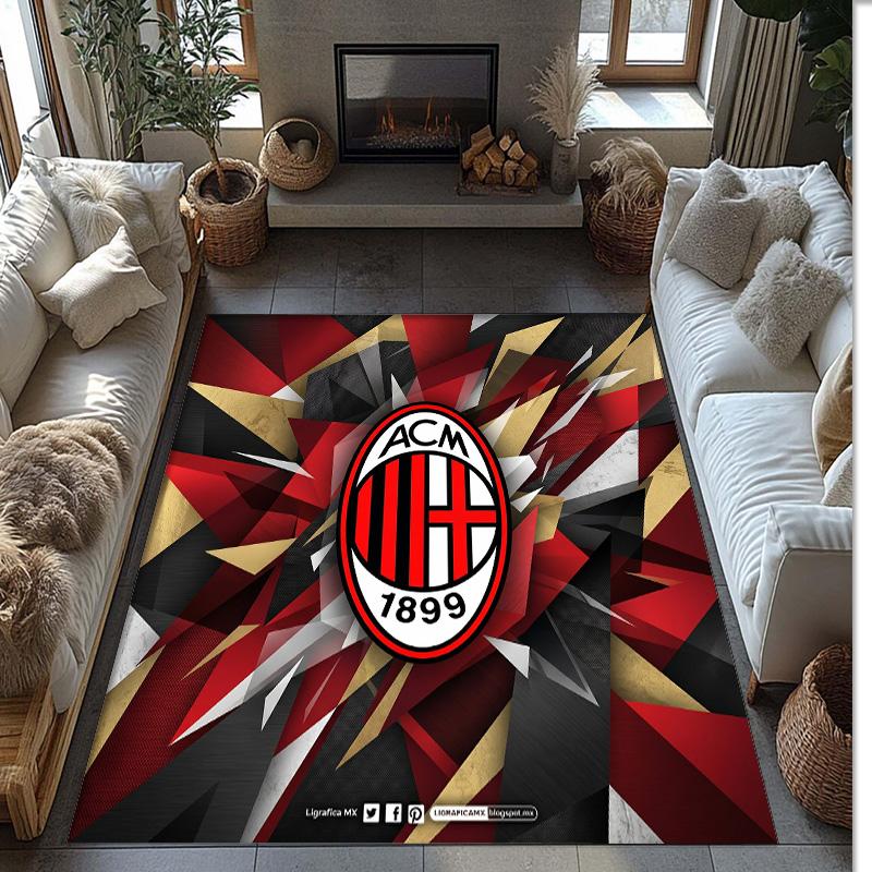 AC Mailand Bedruckter Flanell Teppich Rutschfest Weicher Polyester Boden Teppich Indoor Dekor Matte für Schlafzimmer Wohnzimmer Sofa Spielzimmer Heimdekoration