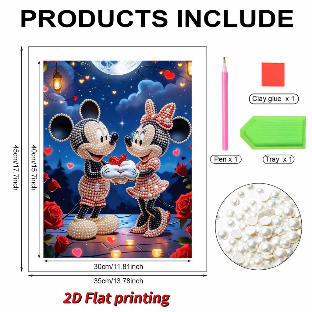 Disney Mickey and Minnie Pearl Pattern Decoration Its Surface Features Pearl Patterns, Making It Highly Suitable for Home Decoration