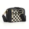 Women's Quilted Checkered Crossbody Bag - Vintage Color Block Shoulder Bag with Zipper Strap & Wallet Pocket, Mini Square Purse for Daily Essentials