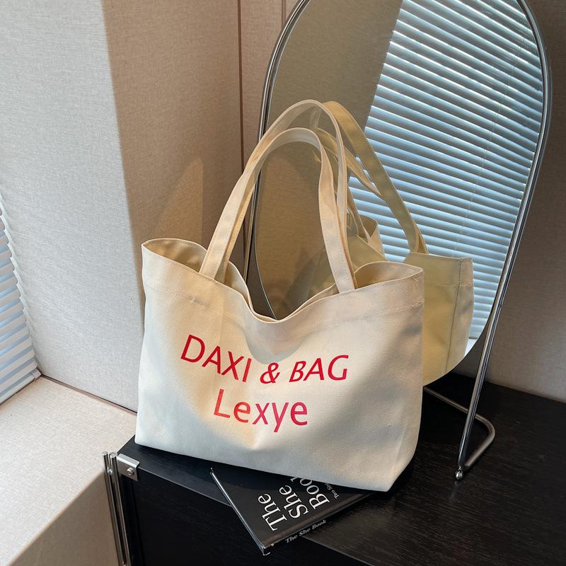 Canvas Bag Lazy Wind New Large-capacity Bag Women's Leisure Versatile College Student Class Tote Bag