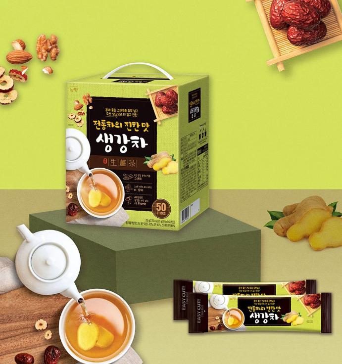 Namyang Ginger Tea Rich Traditional Flavor 50 Sticks Korean Herbal Tea Warm Wellness Drink