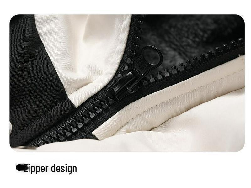 Men's Windproof Fleece-Lined Hooded Jacket: Warm, Thick Cotton Coat for Winter and Outdoor Activities