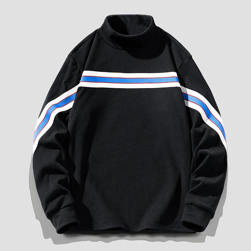 Men's Autumn and Winter New Solid-color Semi-turtleneck with Warm Bottom Pullover T-shirt Top