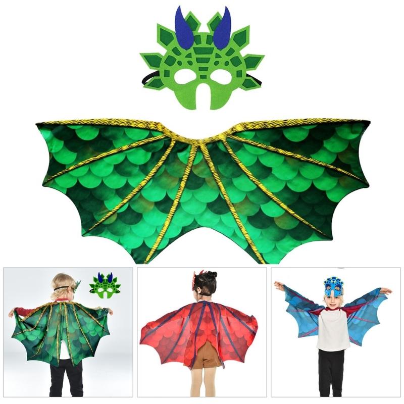 Dinosaurier-Flügelumhang mit Dinosaurier-Maske Dinosaurier-Rollenspiel-Outfit für Kinder Maskerade Geburtstag Weihnachten Halloween Cosplay