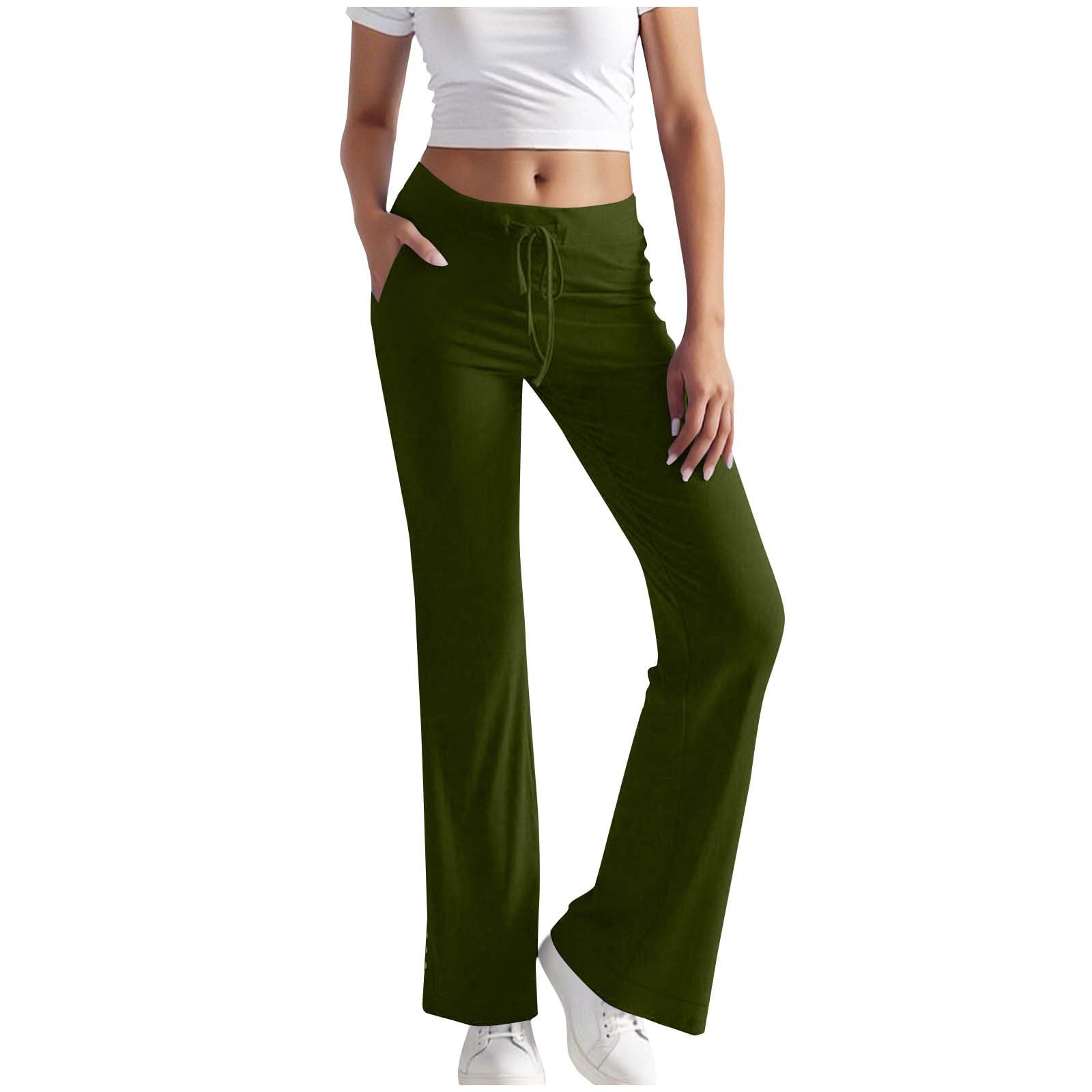 

Women s Fashionable Solid Color Drawstring Pocket Pants With Split Button At The Hem, Sports And Casual Pants M