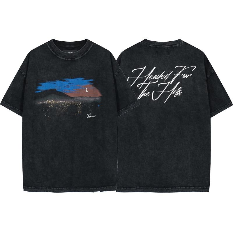Pure Cotton Letter T-shirt Street  Men And Women  Pattern Printed Casual Tees Y2K Harajuku Gothic Loose Top
