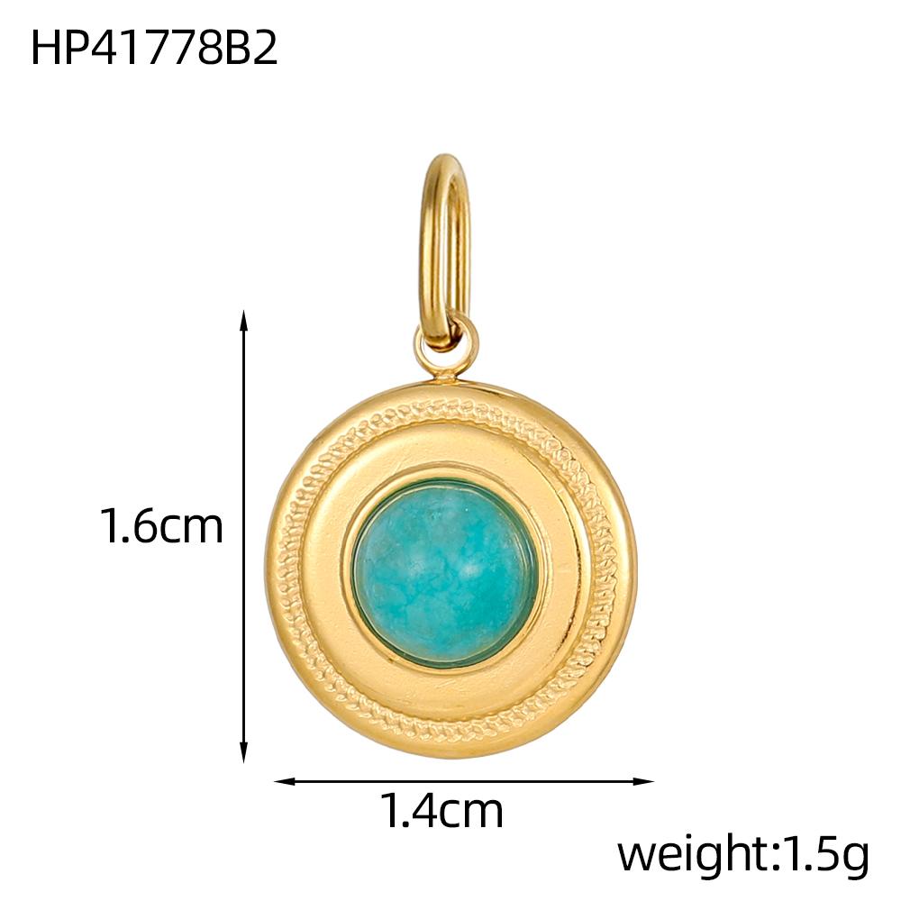 CARLIDANA Vintage Stainless Steel Pendant Gold Plated Multi-Colored Round Natural Stone Handmade Diy Necklace Jewelry Charms