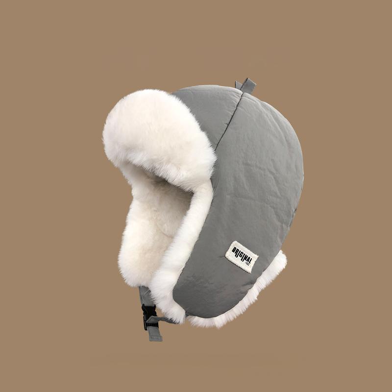 Retro Thickened Ear Protective Hat Windproof Plush Cycling Hat Korean Style Big Head Circumference Women Hat Ladies