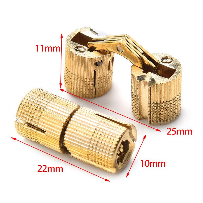 1/2 Piece 8-18mm Brass Hinge Hidden Cabinet Cylindrical Brass Hinge Installation Furniture Hardware Hidden Hinge for Cabinets