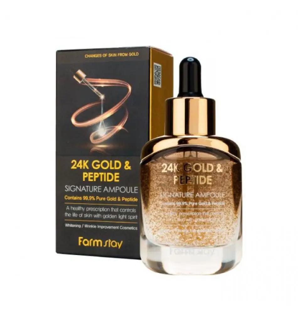 Hudforyngelseserum med gull og peptider 24K gull og peptidsignatur Ampoule FarmStay 35 ml
