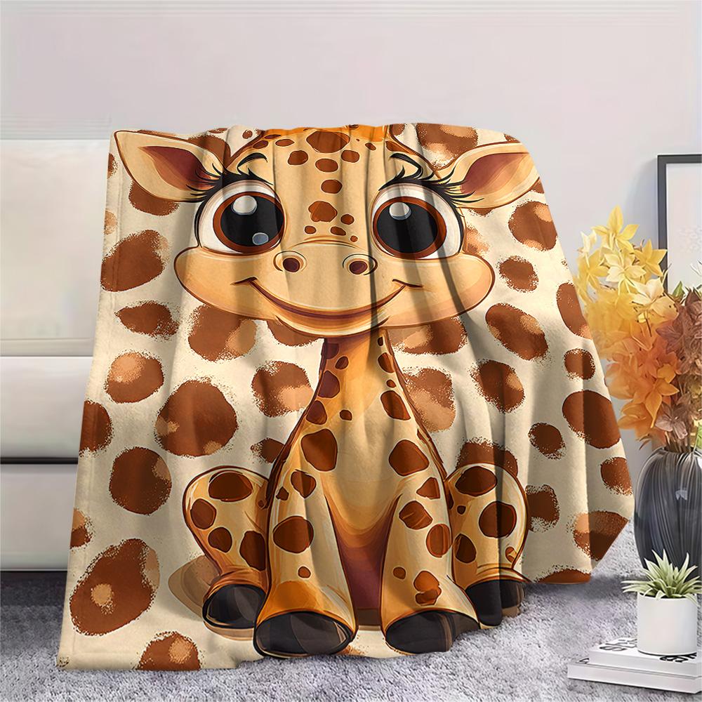 Giraffe Print Flannel Blanket, High quality Comfortable for All Seasons, Home Decor, Warmth and Comfort, Perfect for Christmas Gifts