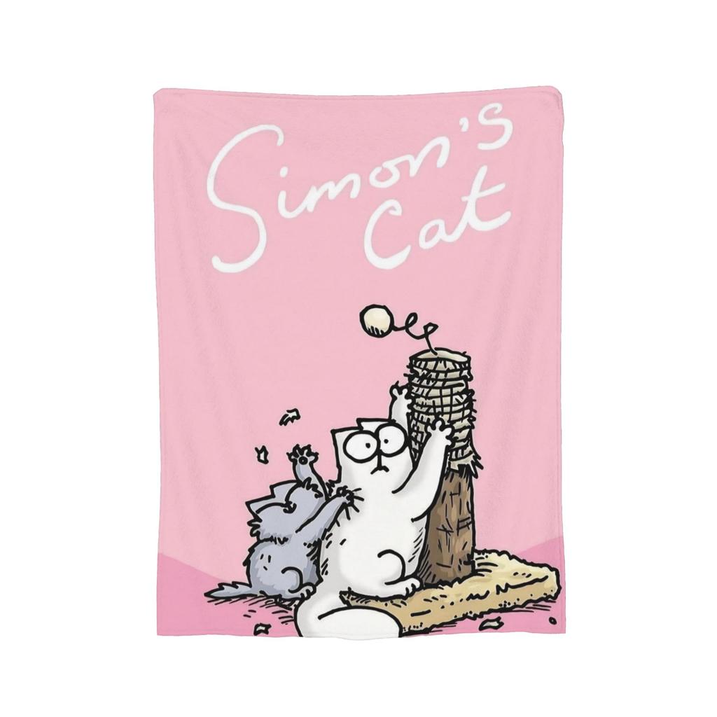 Simons Cat Humorous Cat Flannel Blankets Novelty Throw Blankets for Home Hotel Sofa 125*100cm Bedspreads,