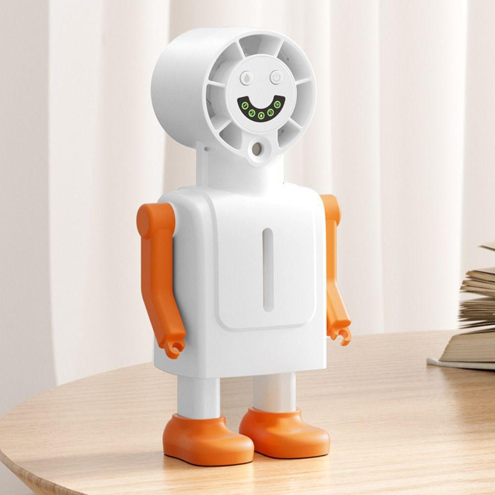 Cute Robot Shape Misting Handheld Fan LED Screen Display Mini Fan Rechargeable Fan  Camping Travel