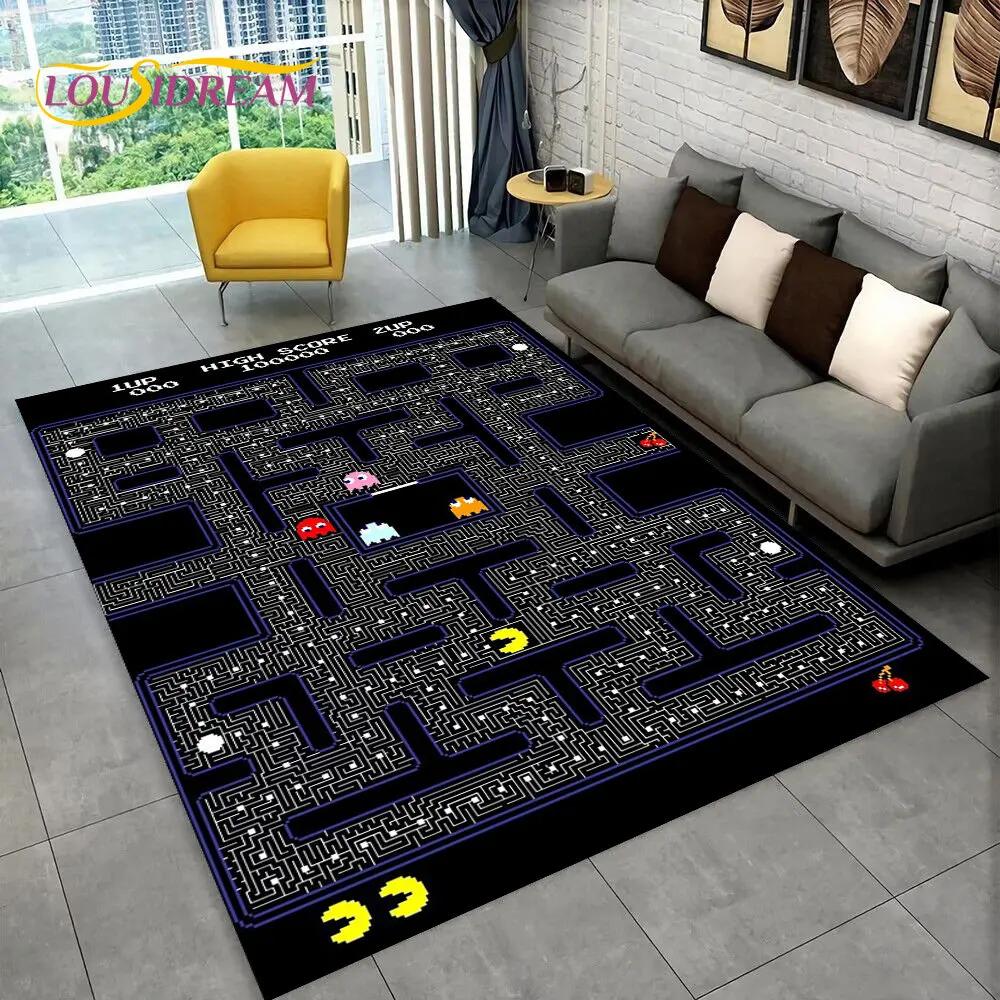 Pacman-alfombra Retro clásica para Gamer, alfombra para el hogar, sala de estar, dormitorio infantil, decoración de felpudo para sofá, alfombra antideslizante