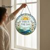 Elegant Courtyard Ornament Sea Glass Style Acrylic Suncatcher, Colorful Light Catching Hanging Ornament, Decorative Catcher for Garden Sun Home