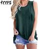 Women's Fashion Casual Summer Spring Solid Color Print Sleeveless O-Neck Blouses & Shirts