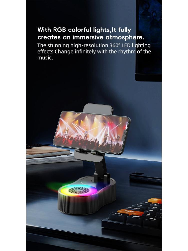 1Pc Smart Sensor Phone Holder Wireless Bluetooth Speaker Home Office Live Streaming Charging 5-in-1 Speaker
