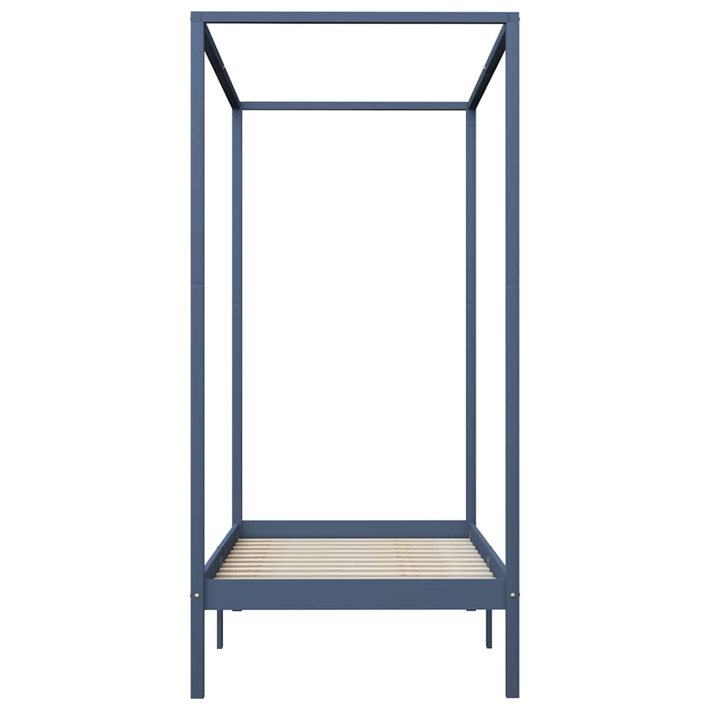 Grey Solid Pine Canopy Bed Frame 100 x 200 cm