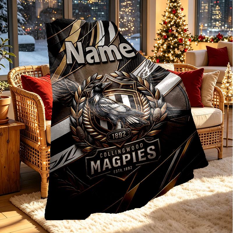 Custom Name Personalized Collingwood Print Blanket, Home Decor, Bedroom, Sofa, Camping, Couch, Gifts for Birthday Christmas