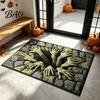 3D Optical Illusion Rug Skeleton Halloween Rug, Spooky Entrance Depth Soft Crystal Velvet Carpet Pattern Non-Slip Floor Mat for Living Room