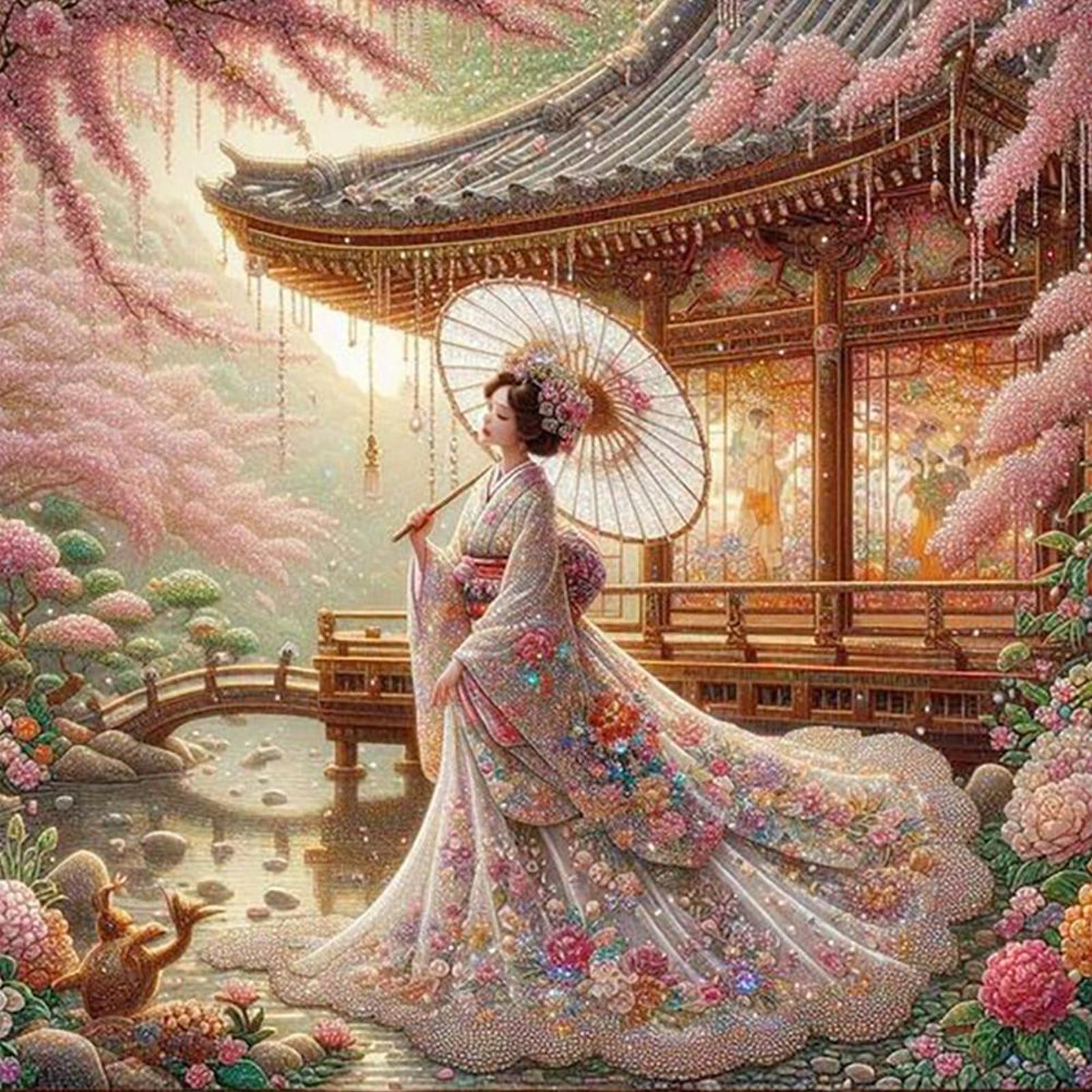 

Japanese Geisha Beauty Full DIY 5D Round Drill Diamond Painting Gem Art 40x40cm for Adults/Beginners Gift Idea Home Decor