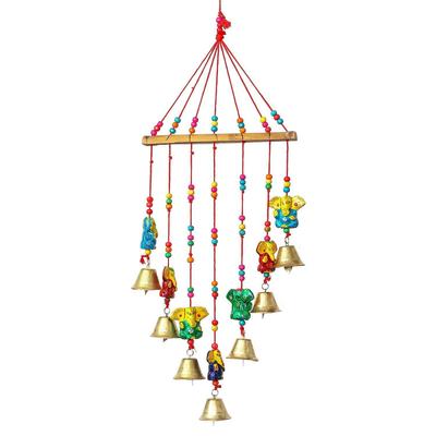 Різнокольорові Ручної роботи Декоративні 7 Статуеток Господа Ганеші з Дзвіночками Підвіска на Двері/Вікно/Стіну - Предмети для Прикраси на Дівалі для Домашнього Декору