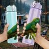 1PC Parrot Tropical Branch Leaf Print 750ml Color Plastic Sports Water Bottle Leakproof Flip Straw Lid Suitable for Sports Office Home Use