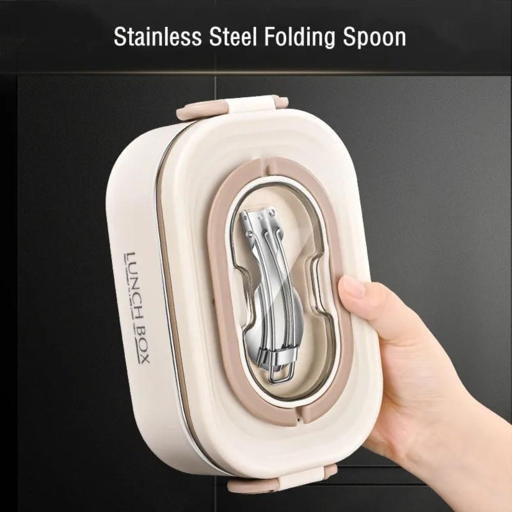 Large Capacity Thermal Lunch Box With Fold Spoon Food Storage Containers  Office Picnic
