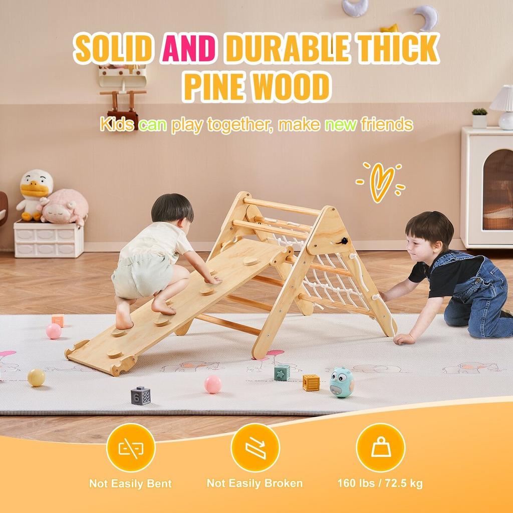 Pikler Triangle Set 4 in 1 Montessori Climbing Toys for Toddlers 1-3 Years