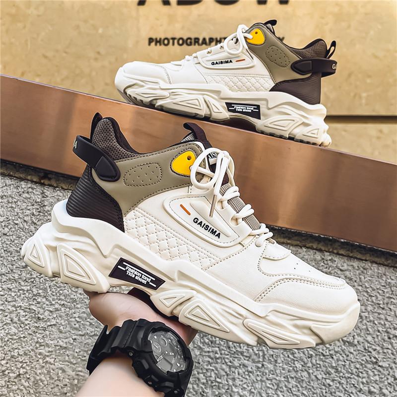 Men's Outdoor Lace Up Thick Soled Boots Fashionable and Versatile Sports and Leisure Shoes Short Boots for Men