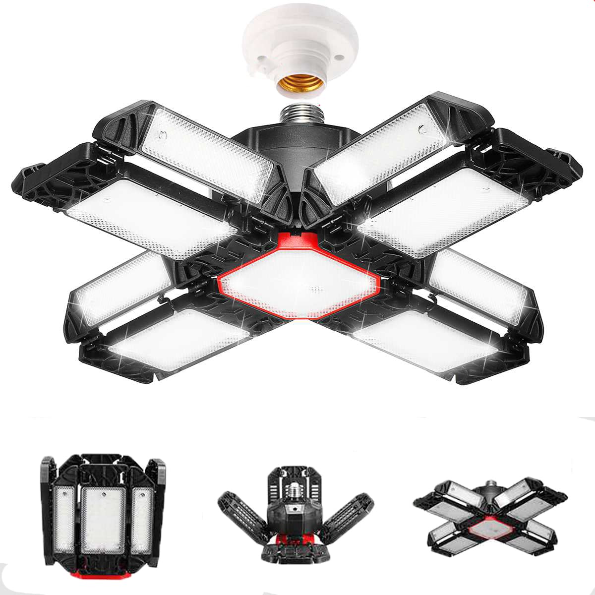 

180W LED Garage Light, Warehouse Ceiling Light with 12 Adjustable Panels, Ultra-Bright 6500K, E26E27, for Workshops, Warehouses, and Shops (ONE)