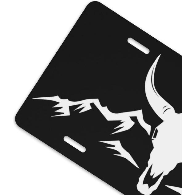 Bison Mounta Aluminum License Plate 6 X 12 Inch Metal Car Front License Plate Cover Car Decor Accessory Novelty Vanity Decoration Tag With 4 Holes