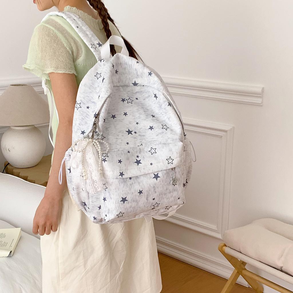 Schoolbag star printing student schoolbag personality niche versatile leisure backpack class travel large capacity backpack